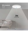 18W LED Dome Lys - Mikrobølge Sensor, 4000K, Kvadratisk, Hvid Ramme, IP44