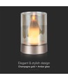2W LED genopladelig bordlampe med sensor - Champagne guld, ravfarvet glas, 3000K, 360 grader, bevægelsessensor