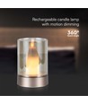 2W LED genopladelig bordlampe med sensor - Champagne guld, ravfarvet glas, 3000K, 360 grader, bevægelsessensor