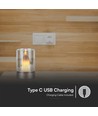 2W LED genopladelig bordlampe med sensor - Champagne guld, ravfarvet glas, 3000K, 360 grader, bevægelsessensor
