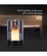 2W LED batteridrevet bordlampe med sensor - Sort, genopladelig, 3000K, 360 grader, inkl. lyskilde