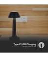 1W genopladelig LED bordlampe, 3-i-1 CCT - 5V, 1800mAh, sort, Ø9,5 x 22,5 cm
