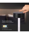 3W genopladelig LED bordlampe, 5V - 3-i-1 CCT, touch dæmpbar, sort, inkl. USB-kabel