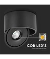 20W LED Overflade COB Downlight - Sort hus.