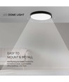 36W LED Dome Lys - 4000K, Rundt, Sort Ramme, IP44