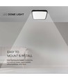 18W LED loftslampe, kvadratisk - 22,5 x 22,5 cm, IP44, sort kant, 1830lm