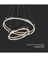 50W LED designer pendel - Double ring, kaffebrun, 5850lm, 3000K