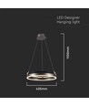 20W LED designer pendel - Enkelt ring, 3000K, kaffe farve, 2400lm