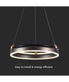 20W LED designer pendel - Enkelt ring, 3000K, kaffe farve, 2400lm