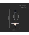 9W LED designer pendel - 3000K, 1000lm, hvid/sort, justerbar højde, inkl. lyskilde