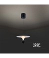 9W LED designer pendel - 3000K, 1000lm, hvid/sort, justerbar højde, inkl. lyskilde