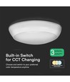 320mm 8W/16W/20W LED bulkhead - Samsung LED chip, IP65, IK08, 3-i-1 CCT, rund, hvid kant