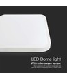 36W LED Dome Lys - Mikrobølge Sensor, 4000K, Firkant, Hvid Ramme, IP44