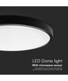 18W LED Dome Lys - Mikrobølge Sensor, 4000K, Rundt Sort Ramme, IP44