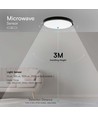 18W LED sensorlampe - IP44, Ø29,5cm, Sort kant, indbygget sensor, fjernbetjening, inkl. lyskilde