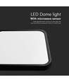 18W LED Dome Lys - Mikrobølgesensor, 4000K, Firkantet, Sort Ramme, IP44