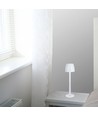 3W genopladelig LED bordlampe, touch dæmpbar - 310lm, 3000K, sort/transparent, højde 37cm