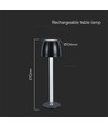 3W LED Bordlampe - Touch Dæmpbar Transparent Stang, 3000K, Sort Hus.