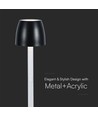 3W genopladelig LED bordlampe, touch dæmpbar - 3000K, 1800mAh, sort, DC 5V