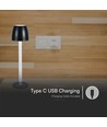 3W LED Bordlampe - Touch Dæmpbar Transparent Stang, 3000K, Sort Hus.