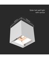 9W Solcelle LED væglampe med sensor - Hvid, IP65, PIR bevægelsessensor, 4000K, COB LED