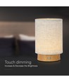 V-Tac opladelig bordlampe - Touch dæmpbar, træ-finish, beige skærm