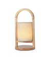 1,5W genopladelig LED bordlampe - Touch dæmpbar, 5V, beige med træhåndtag, 3000K