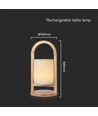 1,5W genopladelig LED bordlampe - Touch dæmpbar, 5V, beige med træhåndtag, 3000K