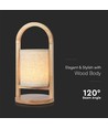 1,5W genopladelig LED bordlampe - Touch dæmpbar, 5V, beige med træhåndtag, 3000K