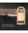 1,5W genopladelig LED bordlampe - Touch dæmpbar, 5V, beige med træhåndtag, 3000K
