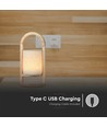 1,5W genopladelig LED bordlampe - Touch dæmpbar, 5V, beige med træhåndtag, 3000K