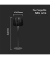 2,7W LED bordlampe, sort - Touch dæmpbar, 3-i-1 CCT, genopladelig, USB-C, 10,5 x 34 cm