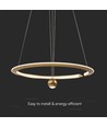 45W LED pendel, Ø60cm, børstet guld - 5500lm, 4000K, designer hængelampe, IP20