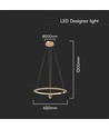 45W LED pendel, Ø60cm, Brush Gold - 5500lm, 4000K, IP20, højdejusterbar