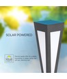 2W LED solcelle havelampe - 3000K, sort, 3.7V batteri, IP-klasse, op til 8 timers drift