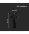 3W Bordlampe - LED Opladbar, Touch dæmpbar, 3i1, sort, hus