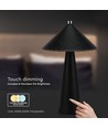 3W genopladelig LED bordlampe med touch dæmp - 3-i-1 CCT, sort læder, 4000mAh batteri, USB-C, 20x33 cm