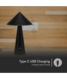3W genopladelig LED bordlampe med touch dæmp - 3-i-1 CCT, sort læder, 4000mAh batteri, USB-C, 20x33 cm