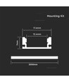 2m Alu profil til LED strips - Inkl. mælkehvidt cover, monteringsclips og endestykker, sølv, IP20
