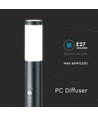 110cm E27 havelampe med sensor - IP44, rustfrit stål, antracit, PIR sensor, uden lyskilde