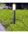 60cm havelampe med PIR sensor og 2 stikudtag - E27 fatning, IP44, rustfrit stål, grå, uden lyskilde