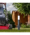 60cm havelampe med PIR sensor og 2 stikudtag - E27 fatning, IP44, rustfrit stål, grå, uden lyskilde