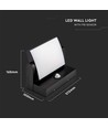17W LED Væglampe - med Sensor, 4000K, Sort Hus, IP65