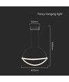 12W Hænge Pendel Lampe - LED, 400mm, 3000K, Sort Hus