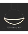 12W LED pendel, Ø40cm - Sort, 4000K, 1,5m ledning, inkl. lyskilde