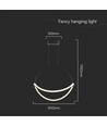 16W LED Hængelampe - Pendel, 500mm, 4000K, Sort hus