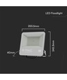100W LED projektør, Samsung LED chip - 100lm/W, IP65, sort, kold hvid, udendørs