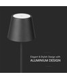 1,5W LED bordlampe, genopladelig - 3000K, IP54, touch dæmpbar, sand sort, inkl. trådløs opladning