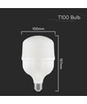 E27 30W LED pære - T100, 6500K, hvid plast, Ø10cm