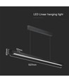 36W LED Lineært Hængende Suspensionslys - Samsung, Diff. Pladetype 3i1, Sort.